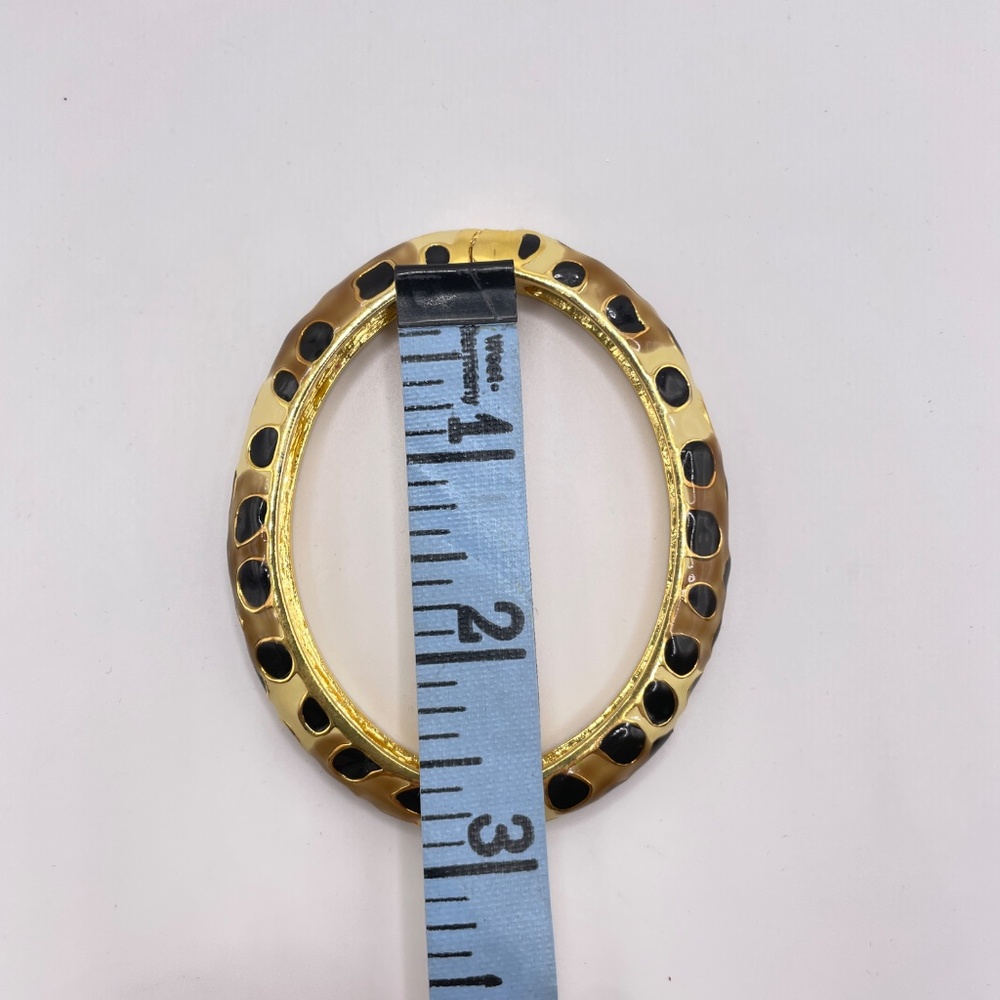 Kenneth Jay Lane KJL Leopard Enamel Bangle Hinged Clamper Bracelet 2006 - Picture 7 of 7
